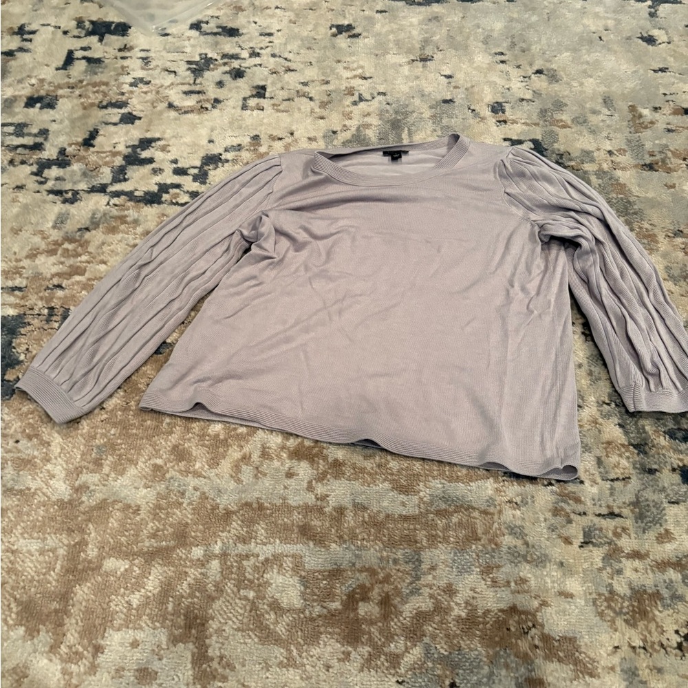 Ann Taylor Long Sleeve Top in Light Gray